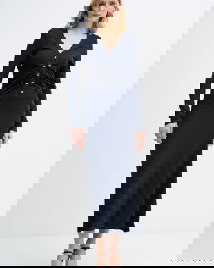 Sisley rochie culoarea bleumarin, maxi, mulată, 44HXLV07M