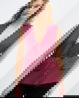 Sisley vestă culoarea bordo, un singur rând de nasturi, 24QVLJ00V