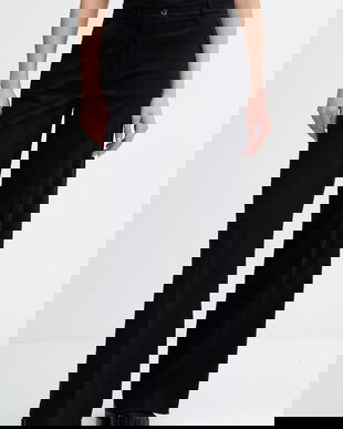 Sisley pantaloni culoarea negru, lat, high waist, 4AI6LE03G