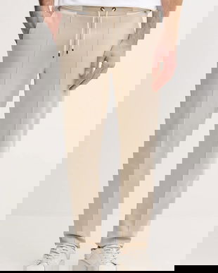 Joop! pantaloni de trening din bumbac culoarea bej, uni, 30100510