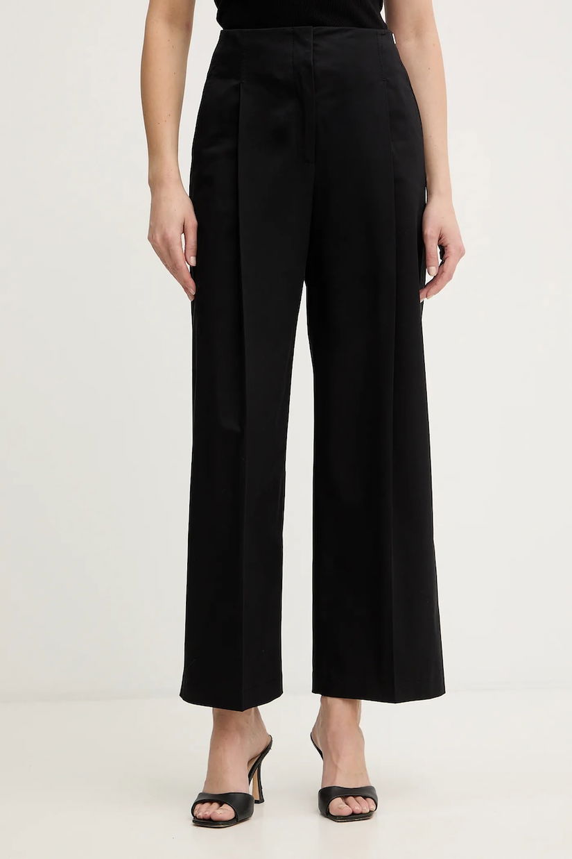 BOSS pantaloni culoarea negru, drept, high waist, 50551913