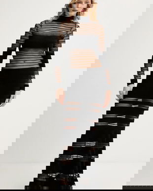 Retrofete rochie Johanne culoarea negru, maxi, evazați, R-FW25-11850-17