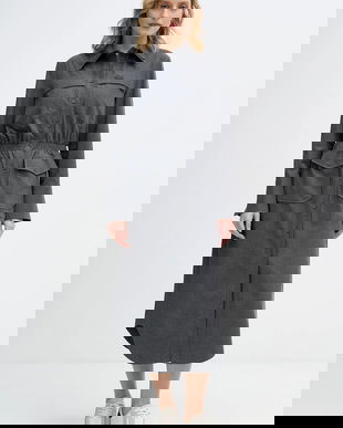 Lacoste rochie culoarea gri, midi, drept, EF2604