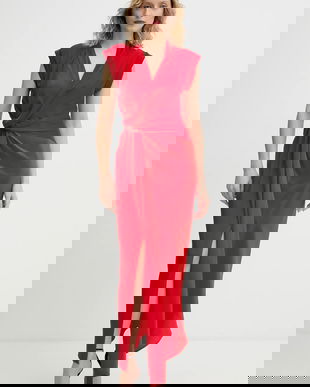 Victoria Beckham rochie din mătase culoarea rosu, maxi, mulată, 1126WDR006893A