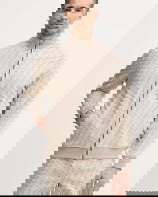 Joop! bluză culoarea bej, cu imprimeu, 30100506