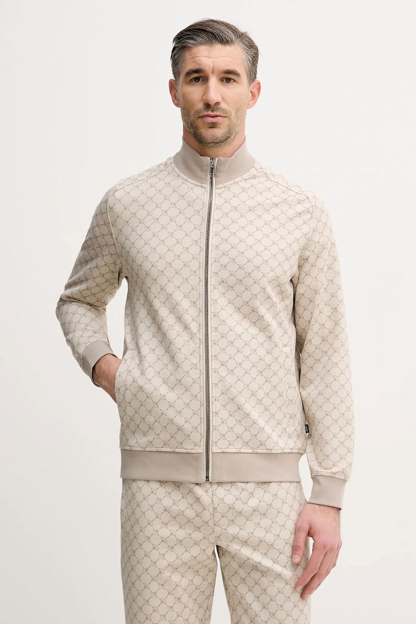 Joop! bluză culoarea bej, cu imprimeu, 30100506