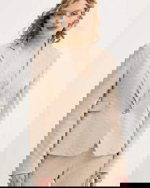 BOSS sacou culoarea bej, un singur rând de nasturi, 50555741