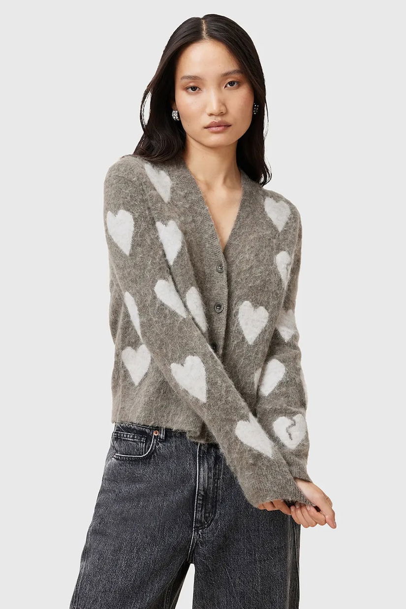 AllSaints cardigan din lână AMORA femei, culoarea verde, W042KC