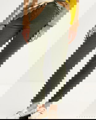 United Colors of Benetton pantaloni de catifea cord culoarea bleumarin, fason tigareta, high waist, 4MIQDF07W