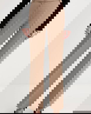 Sisley pantaloni culoarea bej, drept, high waist, 4KVXLF02I