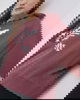 adidas Originals hanorac de bumbac HC7035 femei, culoarea roz, cu imprimeu HC7035-QUICRI