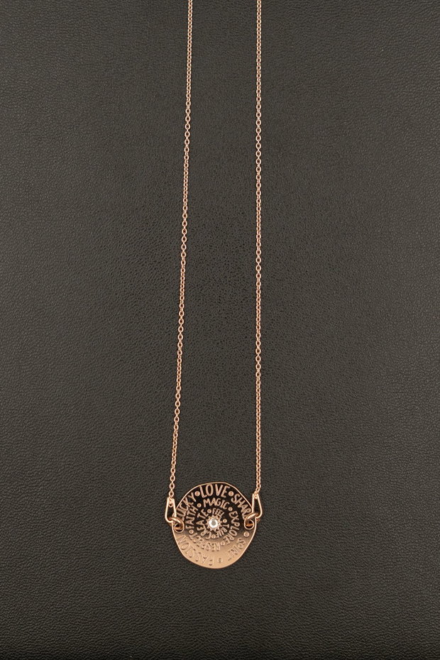 Lantisor talisman placat aur roz