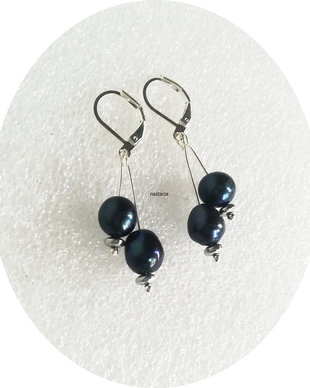 cercei argint 925 cu perle de cultura negre