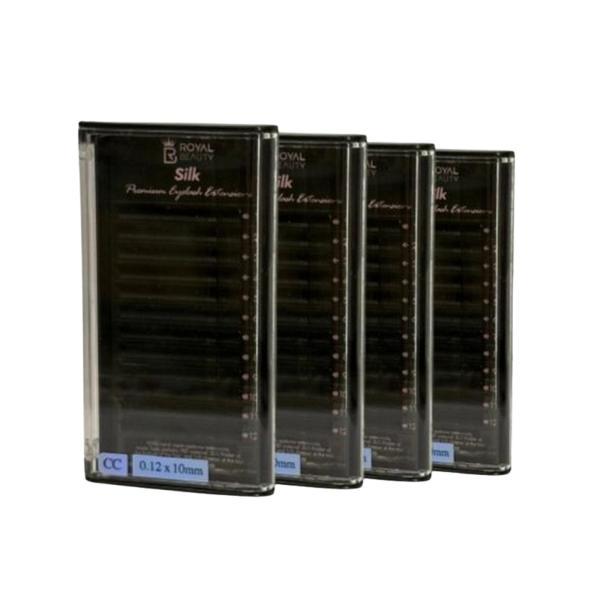 Pachet 4 Cutii Extensii de Gene Premium Royal Silk &ndash; CC, 0.12 mm, Lungimi 9-12 mm