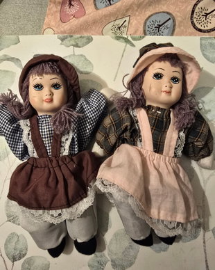 Păpuși Gemene (Surori Asortate) Handmade Germană  Rag Doll Umplută cu Nisip