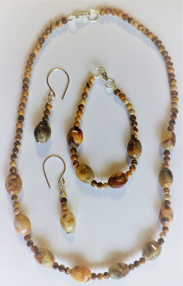 Set bijuterii handmade din piatre jasp picasso