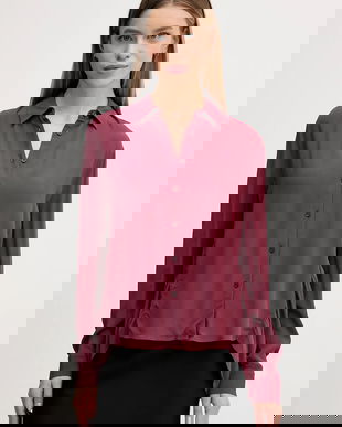 Sisley cămașă culoarea bordo, cu guler clasic, regular, 5IDTLQ09G