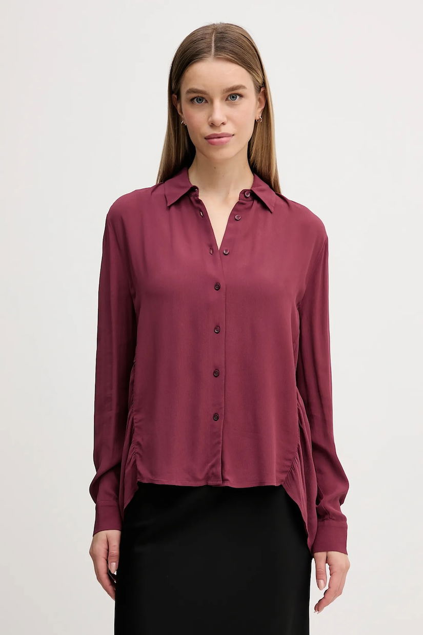 Sisley cămașă culoarea bordo, cu guler clasic, regular, 5IDTLQ09G