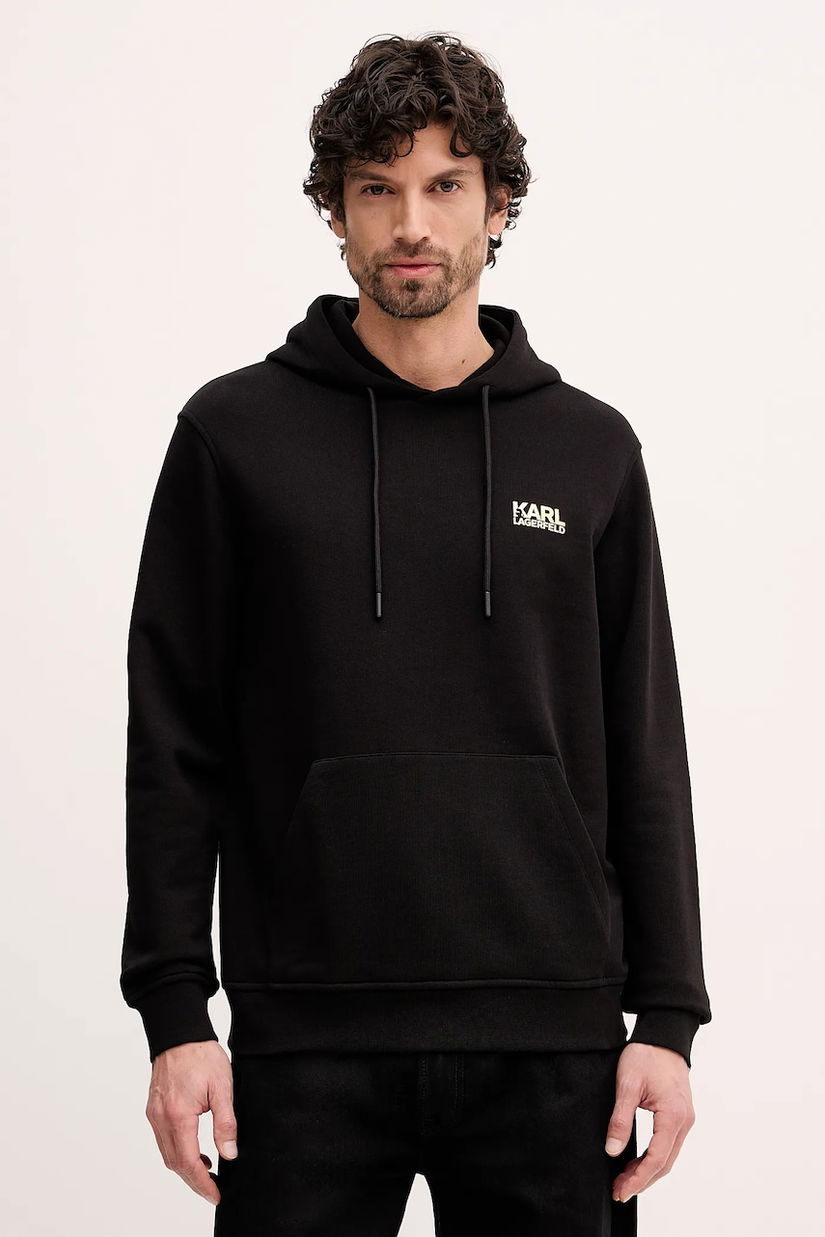 Karl Lagerfeld hanorac de bumbac culoarea negru, cu glugă, cu imprimeu, 561917.705781