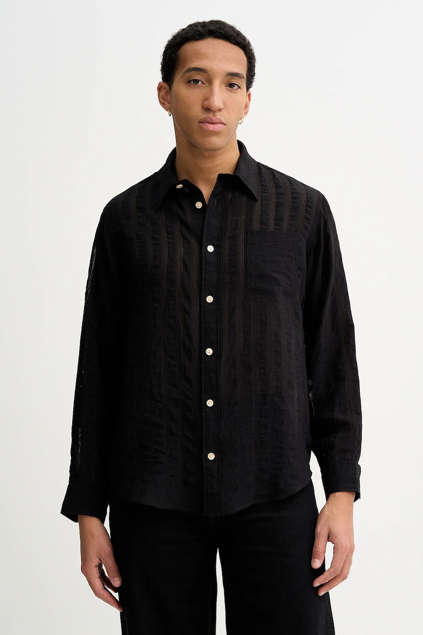 AllSaints cămașă culoarea negru, cu guler clasic, regular, M025SD