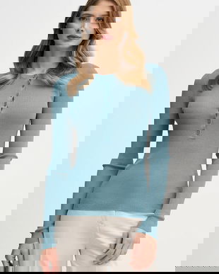 Sisley pulover culoarea turcoaz, light, 19EQM2024