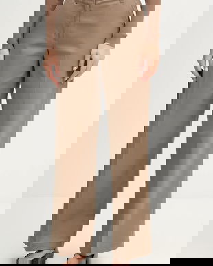 Sisley pantaloni culoarea maro, lat, high waist, 4AI6LE03G