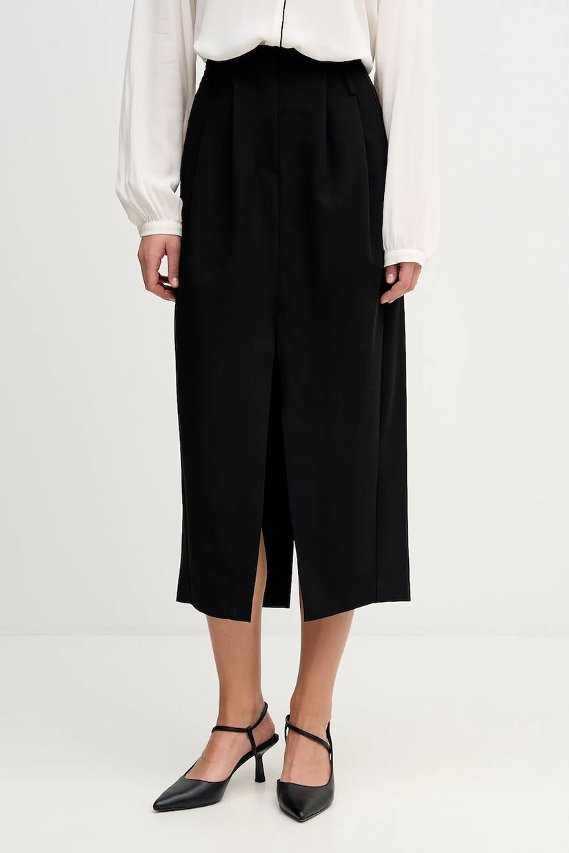 Sisley fustă culoarea negru, maxi, creion, 4KVXL002W