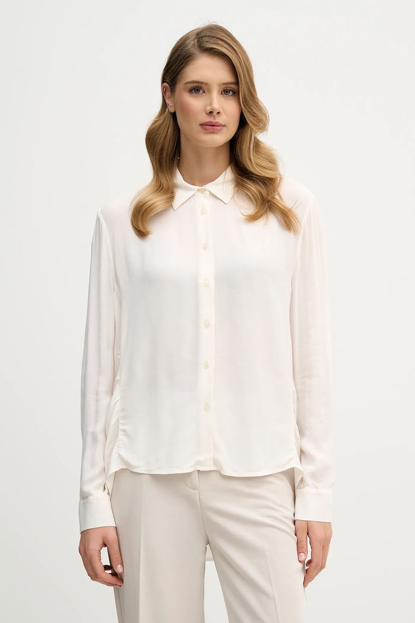 Sisley cămașă culoarea bej, cu guler clasic, regular, 5IDTLQ09G