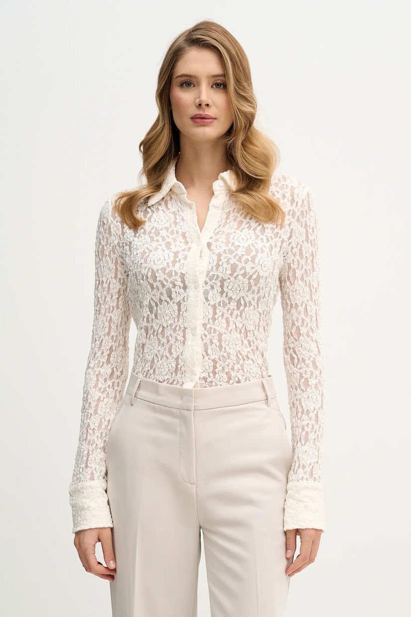 Sisley cămașă culoarea bej, cu guler clasic, regular, 508SLQ0A1