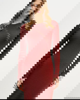 Sisley rochie din lana culoarea bordo, midi, evazati, 1QNQLV011