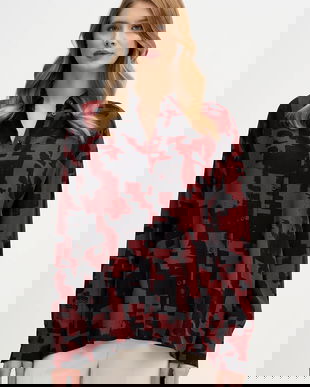 Sisley cămașă culoarea bordo, cu guler clasic, relaxed, 5W4VLQ07F