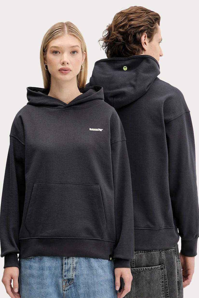 Barrow hanorac de bumbac culoarea gri, cu glugă, cu imprimeu, F5BWUAHS068