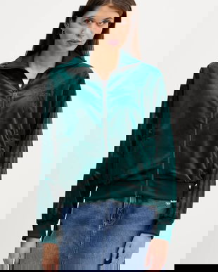 adidas Originals bluză Velvet culoarea verde, cu imprimeu, JY2589