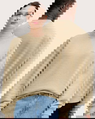 Lacoste hanorac de bumbac culoarea bej, neted