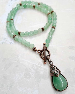 Colier vintage Aventurin verde