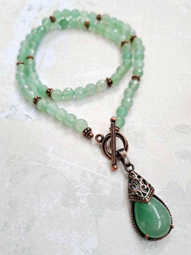 Colier vintage Aventurin verde