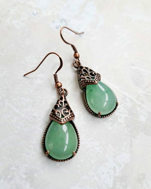 Cercei vintage aventurin verde