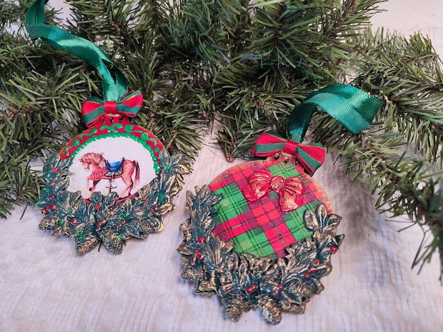 Ornament Crăciun handmade cu căluț balansoar decor nostalgic și elegant