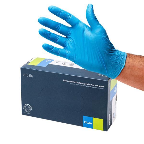 Set Manusi de examinare nepudrate din nitril albastru, Easy Care, calitate confort, marimea XL, 100 buc