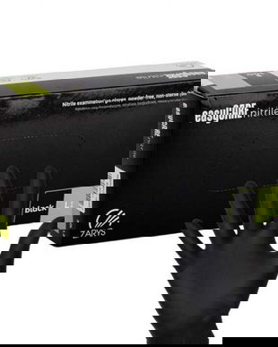 Set 100 Buc Manusi de Examinare de Unica Folosinta din Nitril, Nepudrate, easyCARE, Confort, Negru, Marime M