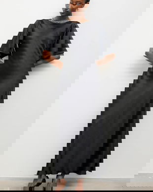 Answear.LAB rochie culoarea negru, maxi, evazati