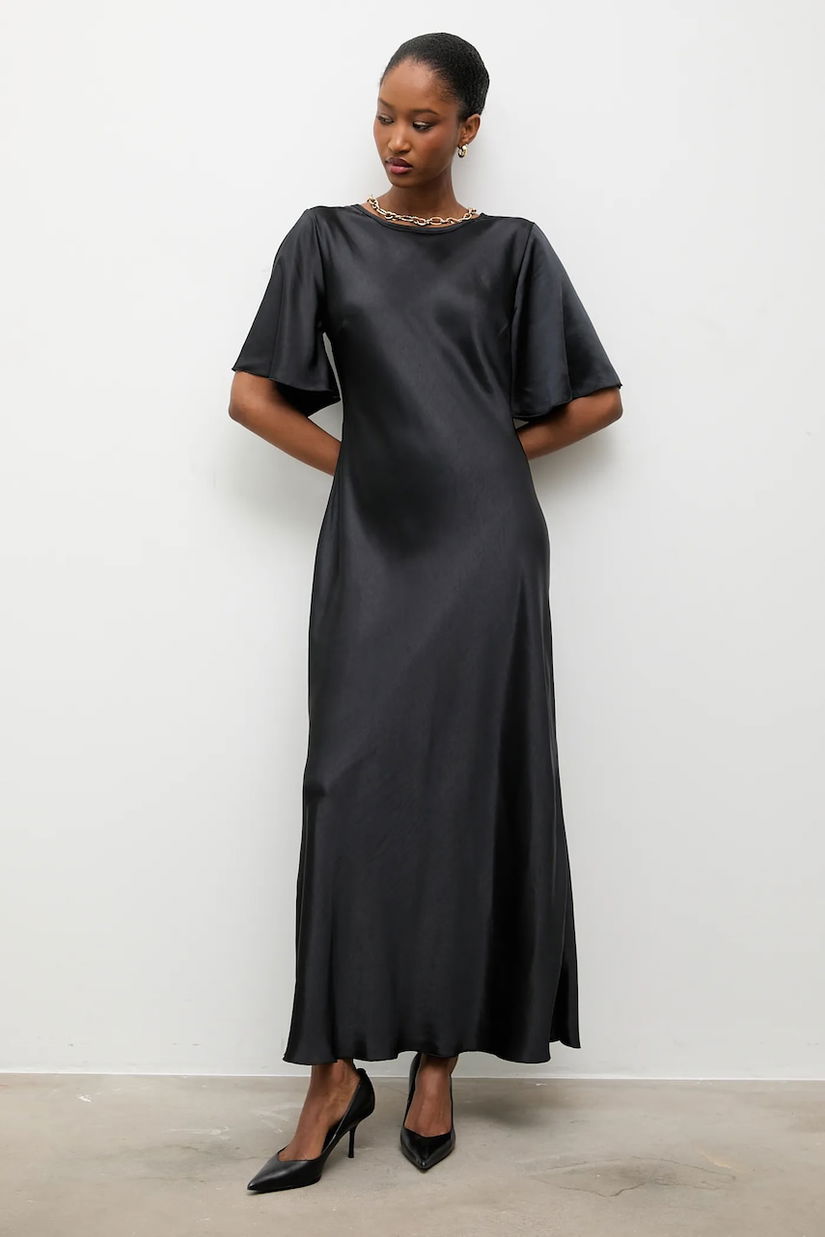 Answear.LAB rochie culoarea negru, maxi, evazati