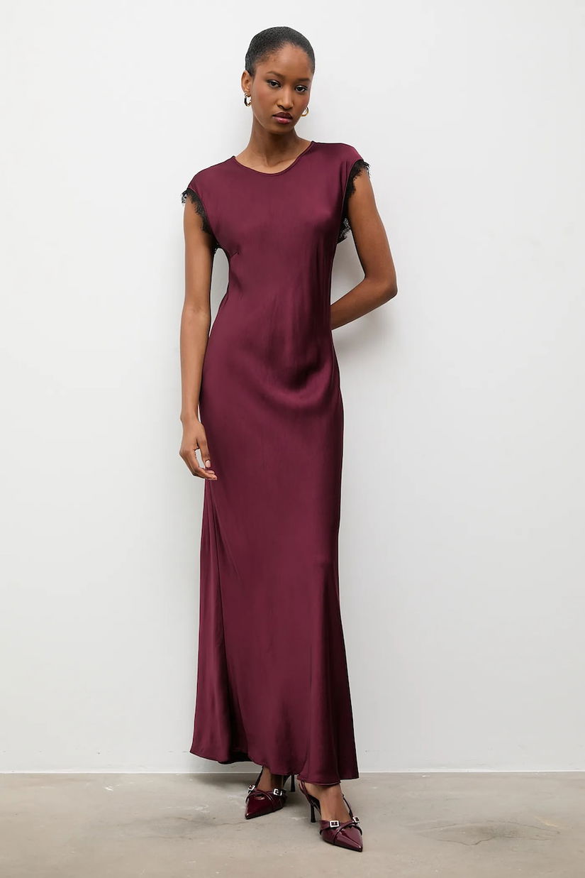 Answear.LAB rochie culoarea bordo, maxi, evazati