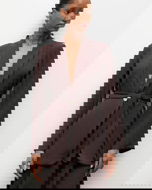 Answear.LAB sacou culoarea maro, un singur rand de nasturi, neted