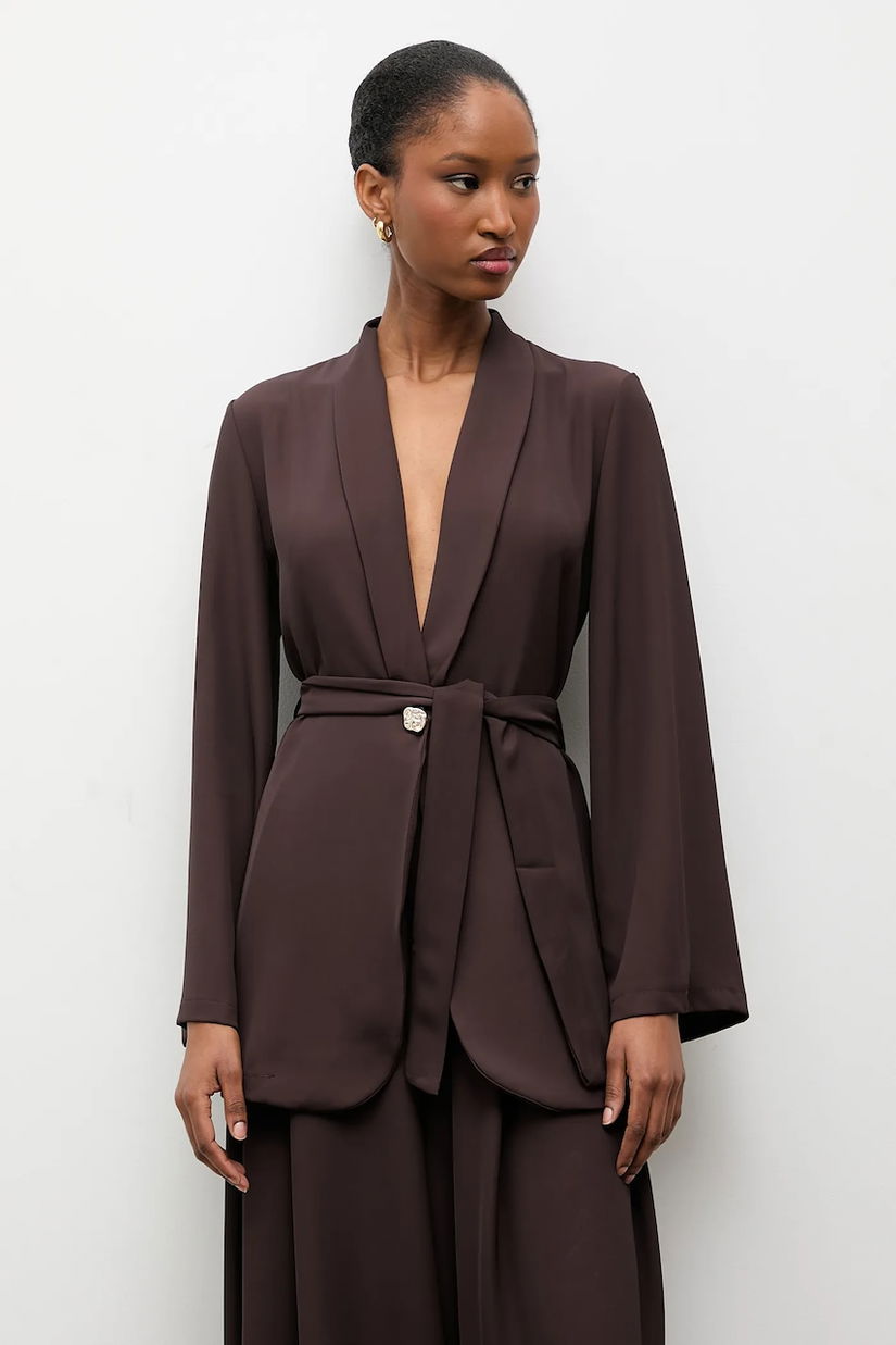 Answear.LAB sacou culoarea maro, un singur rand de nasturi, neted