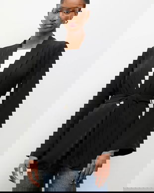 Answear.LAB sacou culoarea negru, un singur rand de nasturi, neted