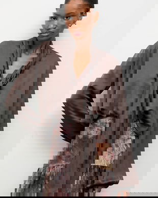 Answear.LAB bluza culoarea maro, neted