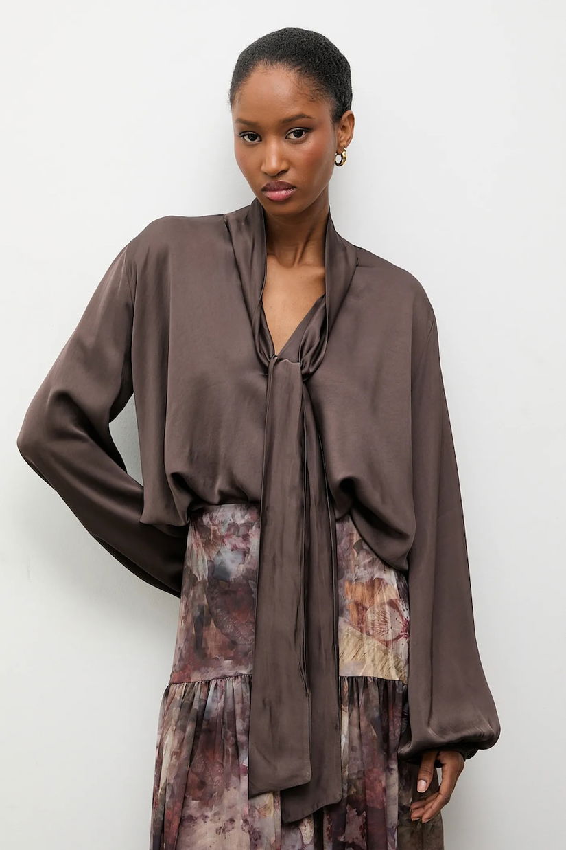 Answear.LAB bluza culoarea maro, neted