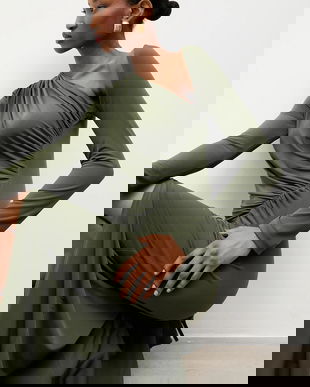 Answear.LAB rochie culoarea verde, maxi, mulata