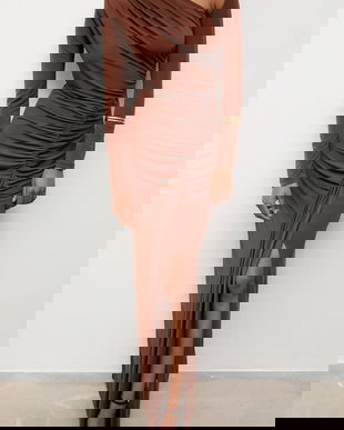 Answear.LAB rochie culoarea maro, maxi, mulata